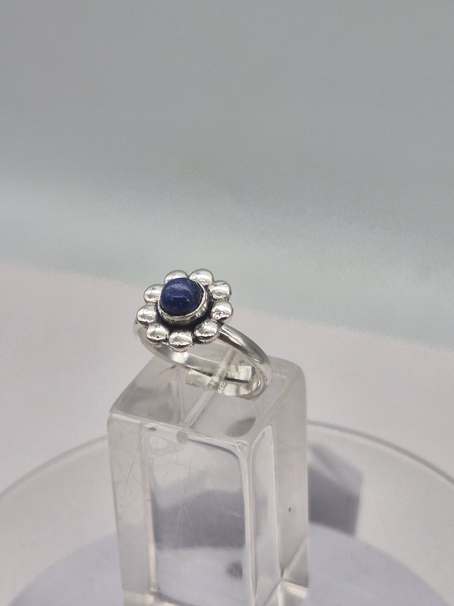 Lapis Lazuli Crystal Silver Plated Adjustable Ring
