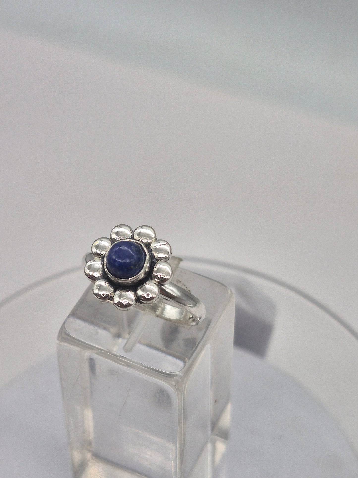 Lapis Lazuli Crystal Silver Plated Adjustable Ring
