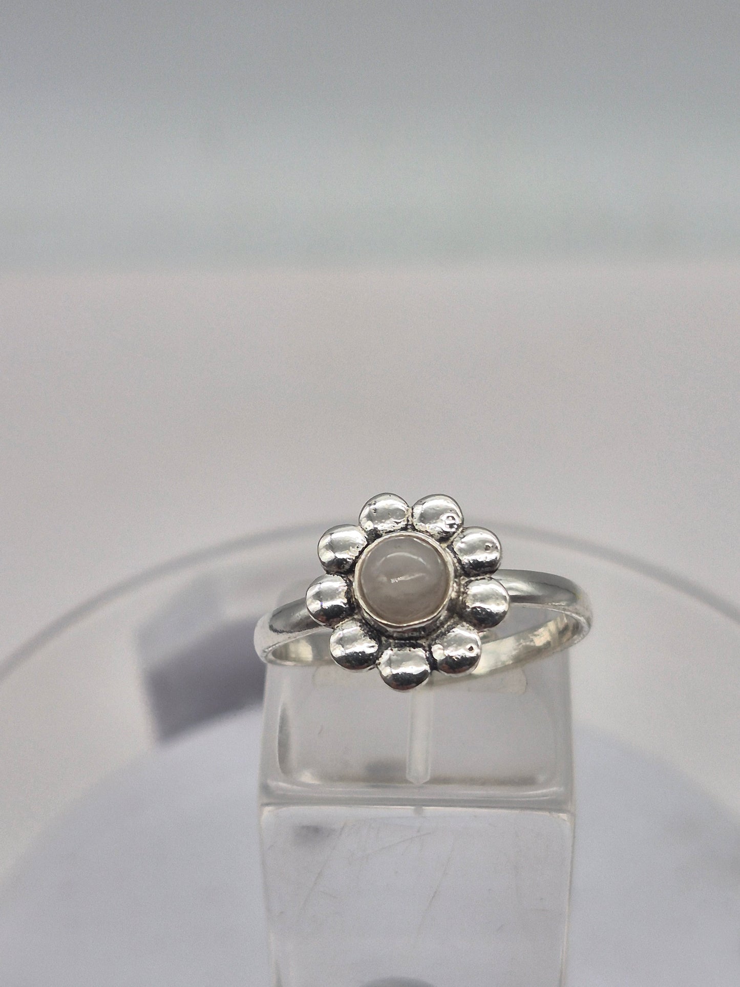 Moonston Crystal Silver Plated Adjustable Ring