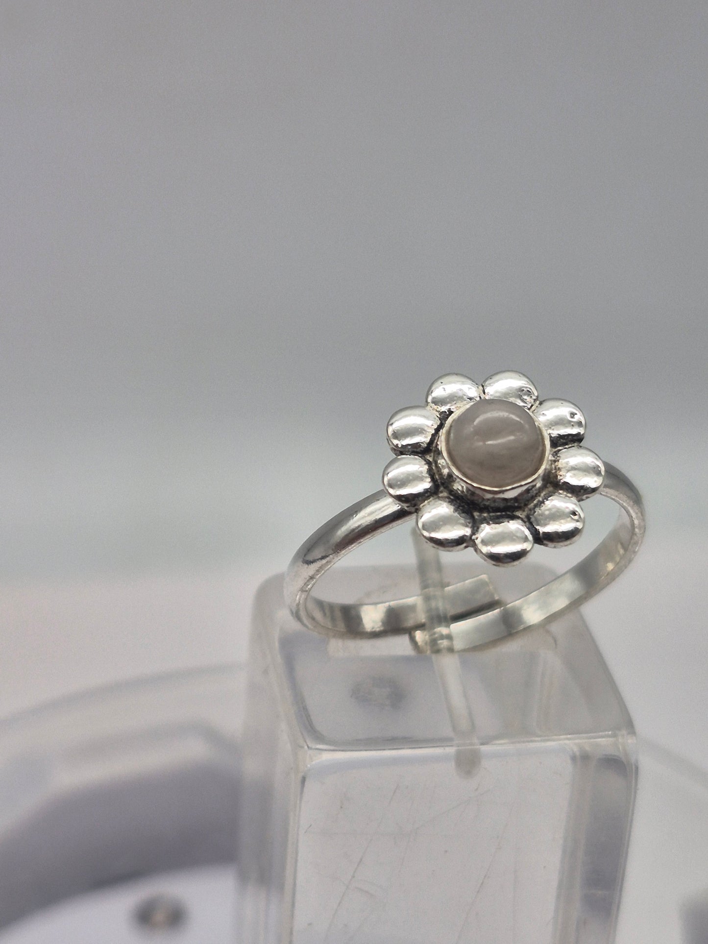 Moonston Crystal Silver Plated Adjustable Ring