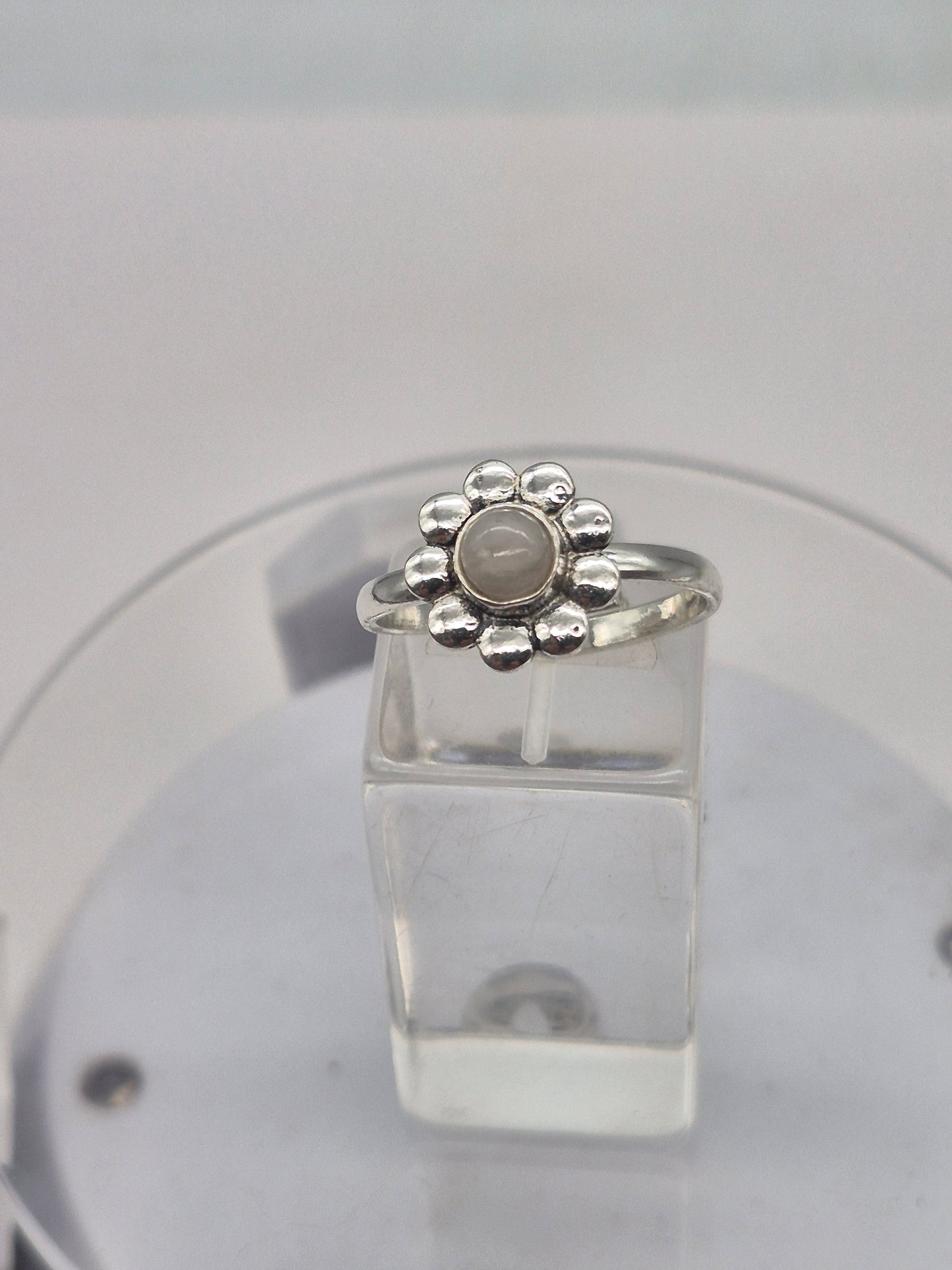Moonston Crystal Silver Plated Adjustable Ring
