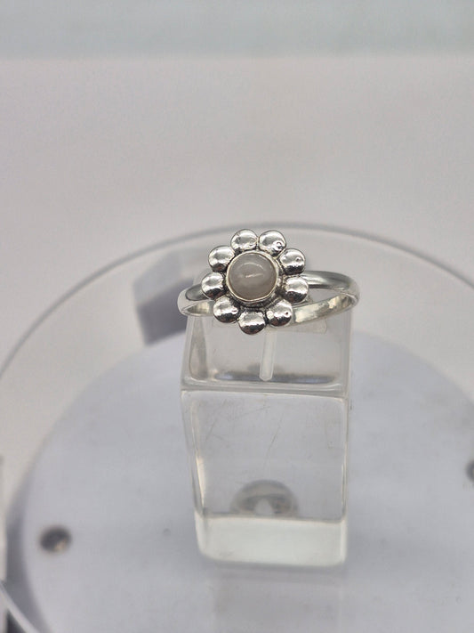 Moonston Crystal Silver Plated Adjustable Ring