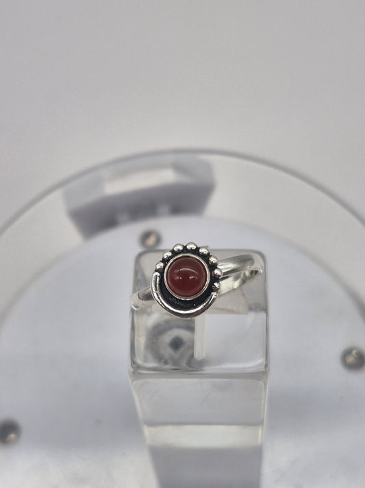 Carnelian Crystal Silver Plated Adjustable Ring