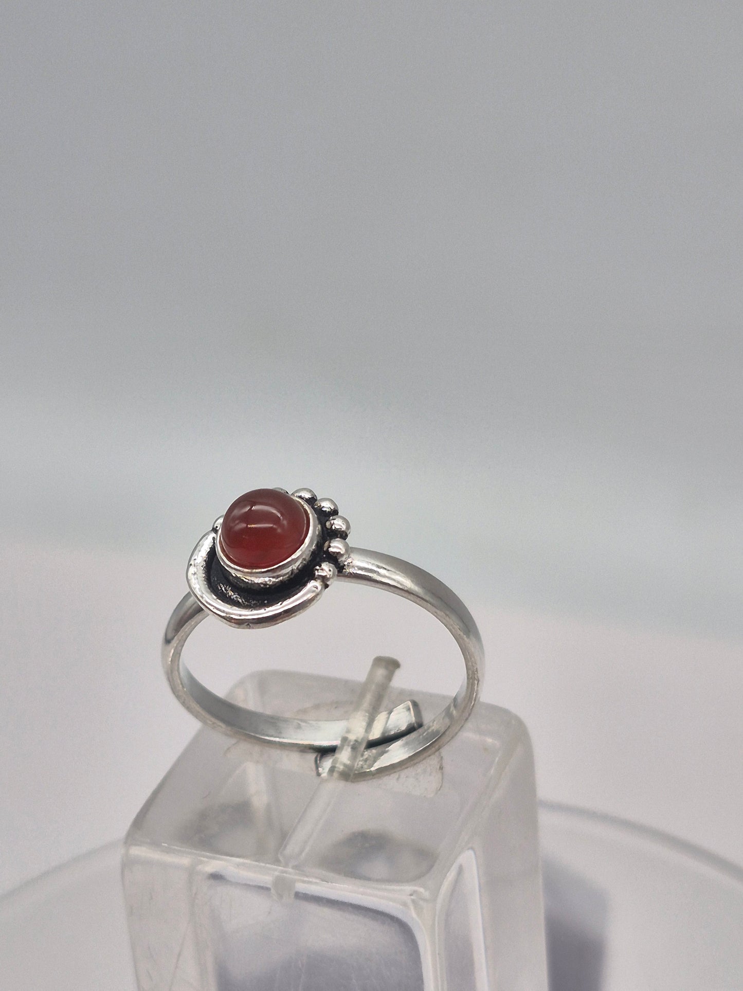 Carnelian Crystal Silver Plated Adjustable Ring