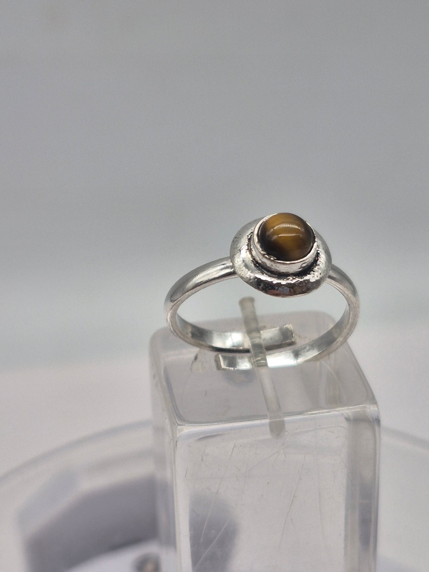 Tiger's Eye Crystal Silver Plated Adjustable cabochon  Ring