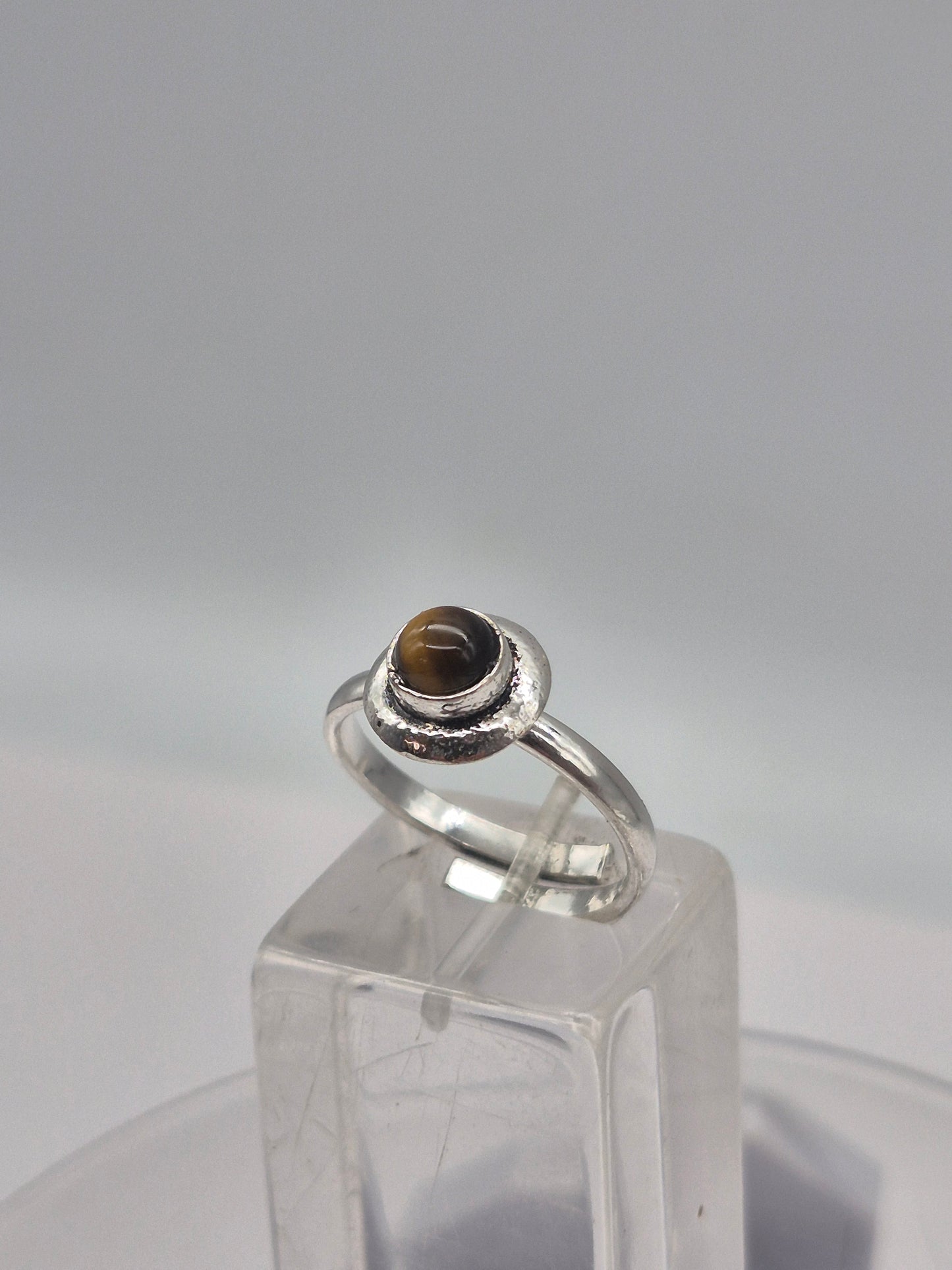 Tiger's Eye Crystal Silver Plated Adjustable cabochon  Ring