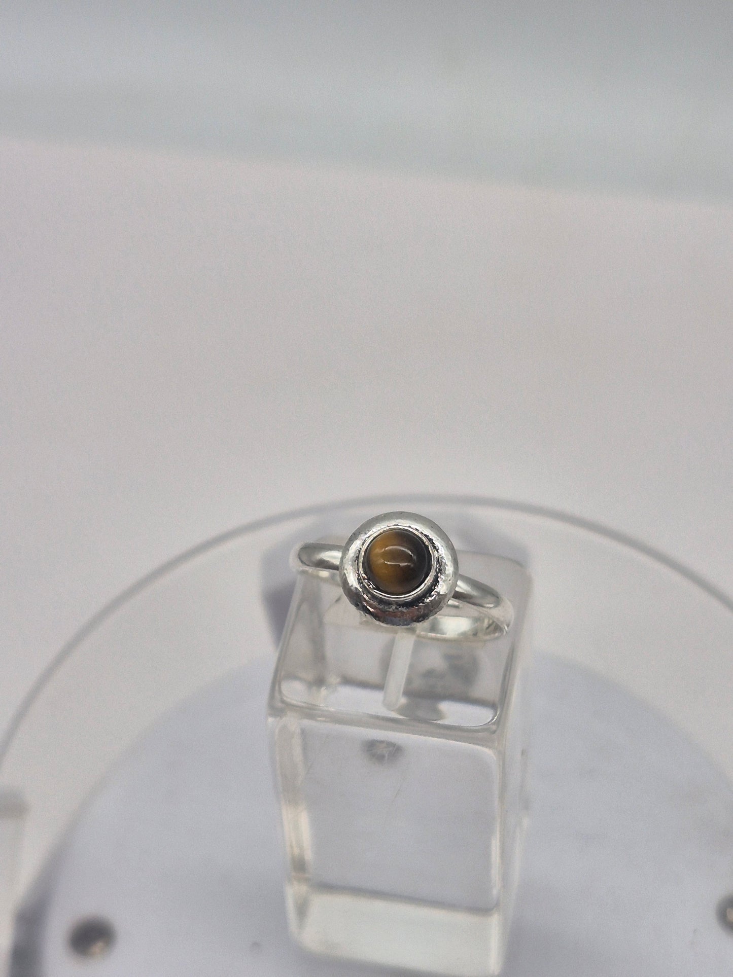 Tiger's Eye Crystal Silver Plated Adjustable cabochon  Ring