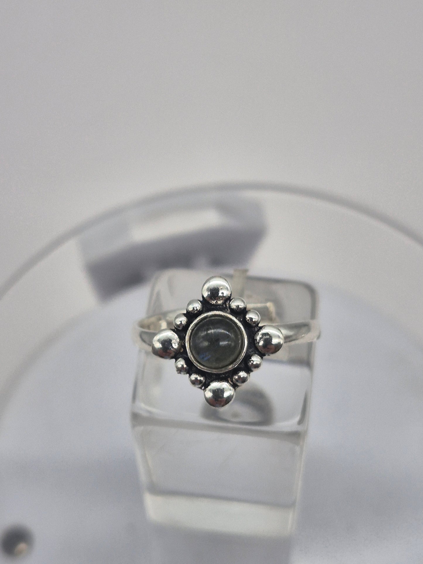 Labradorite Crystal Silver Plated Adjustable Ring