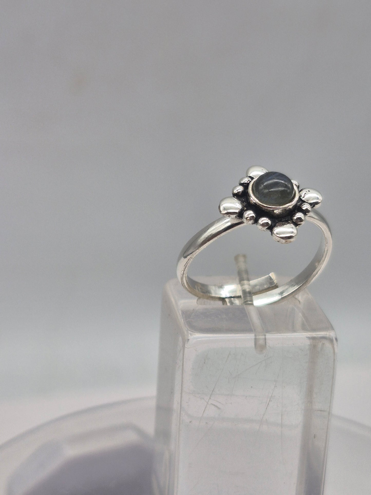 Labradorite Crystal Silver Plated Adjustable Ring