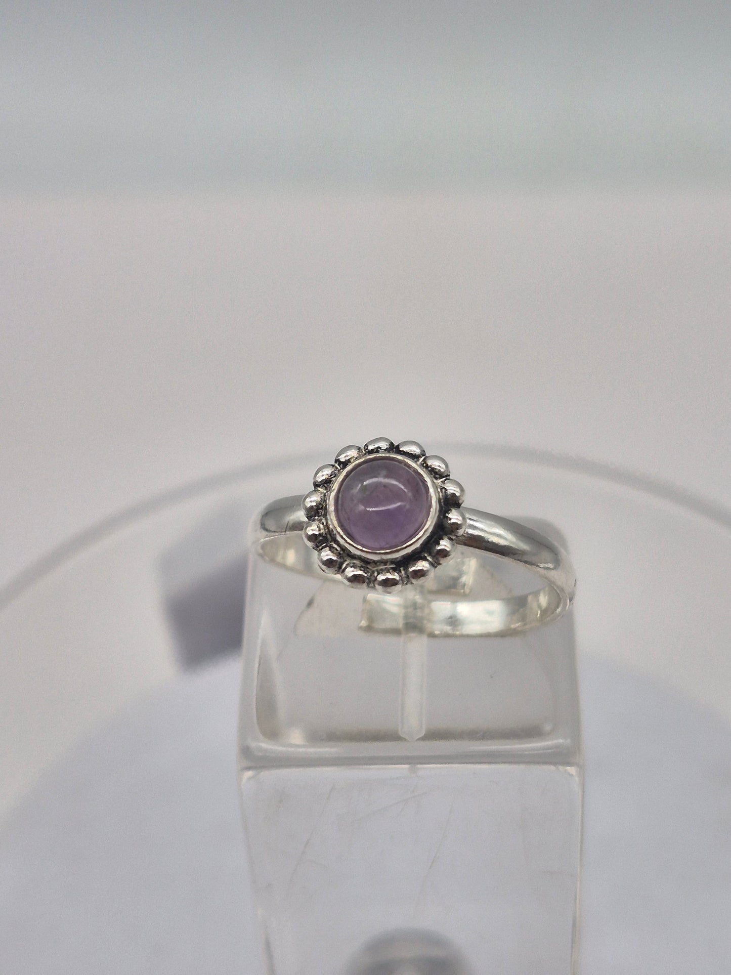 Amethyst Crystal Silver Plated Adjustable Ring