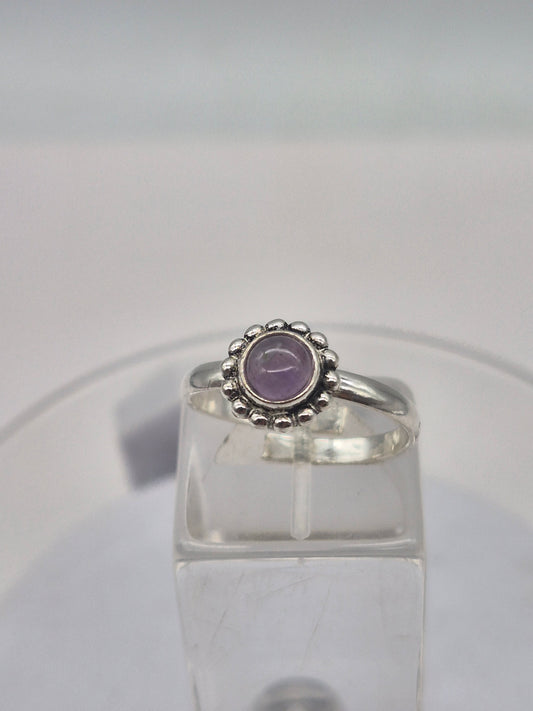 Amethyst Crystal Silver Plated Adjustable Ring