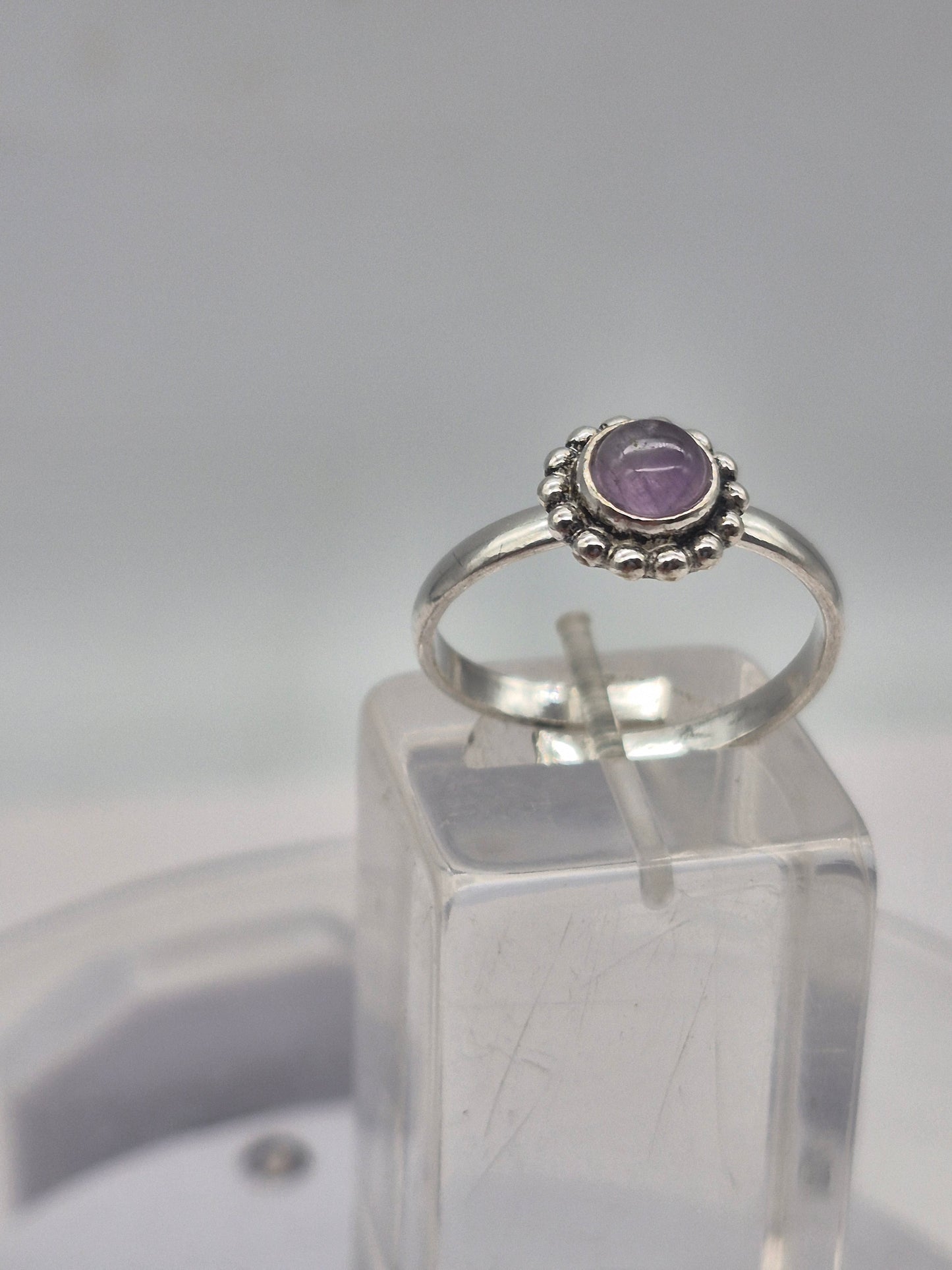Amethyst Crystal Silver Plated Adjustable Ring