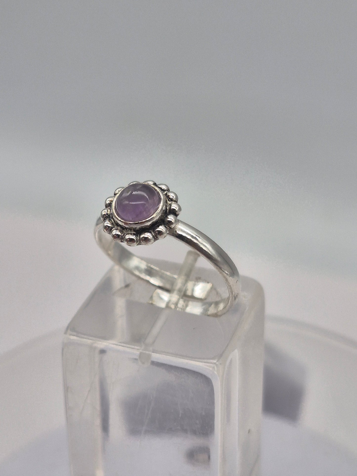 Amethyst Crystal Silver Plated Adjustable Ring