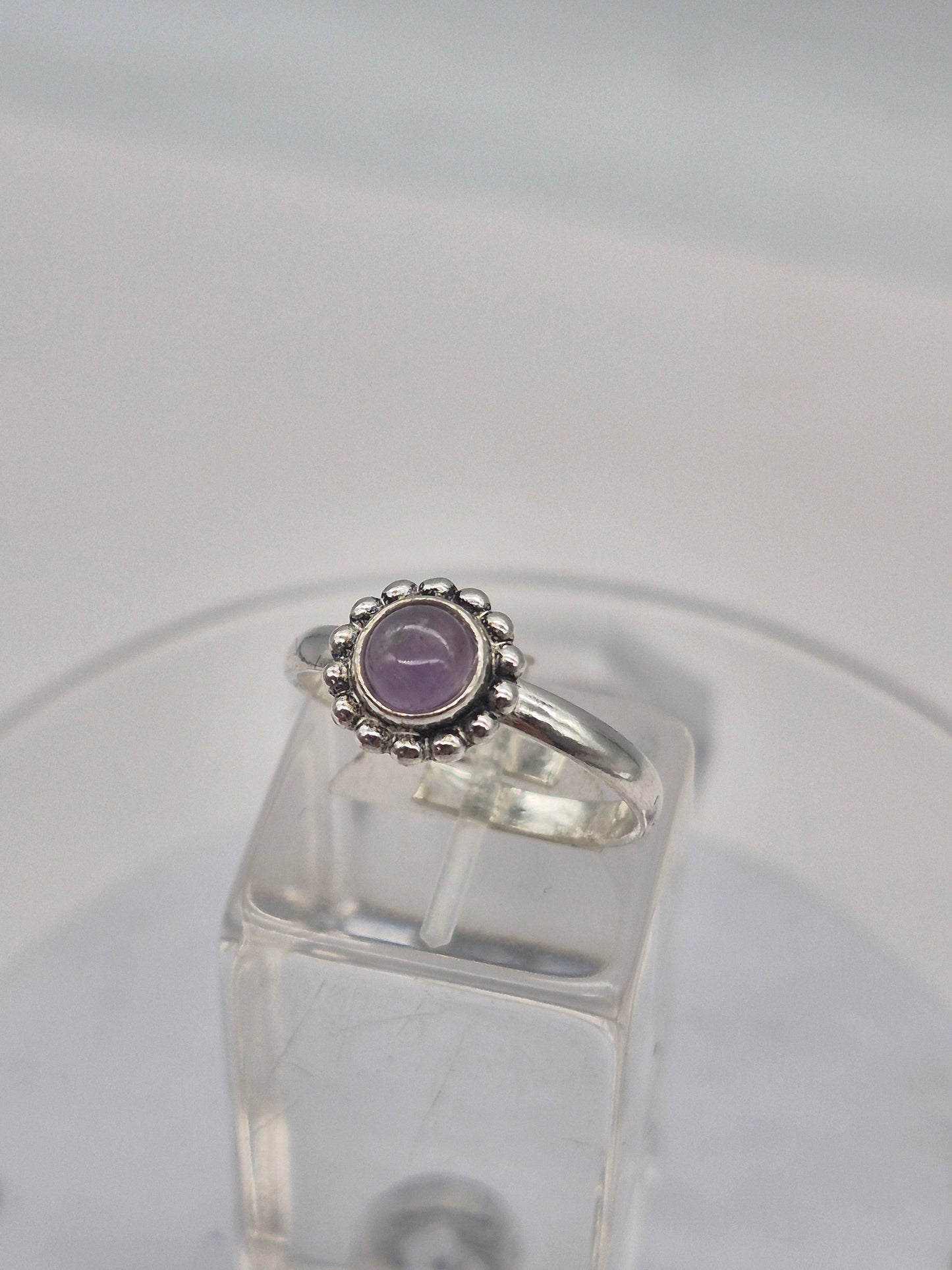 Amethyst Crystal Silver Plated Adjustable Ring