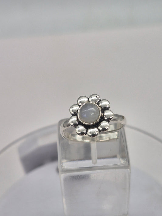 Moonstone Crystal Silver Plated Adjustable Ring