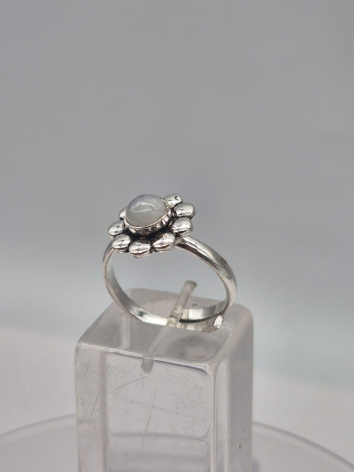 Moonstone Crystal Silver Plated Adjustable Ring