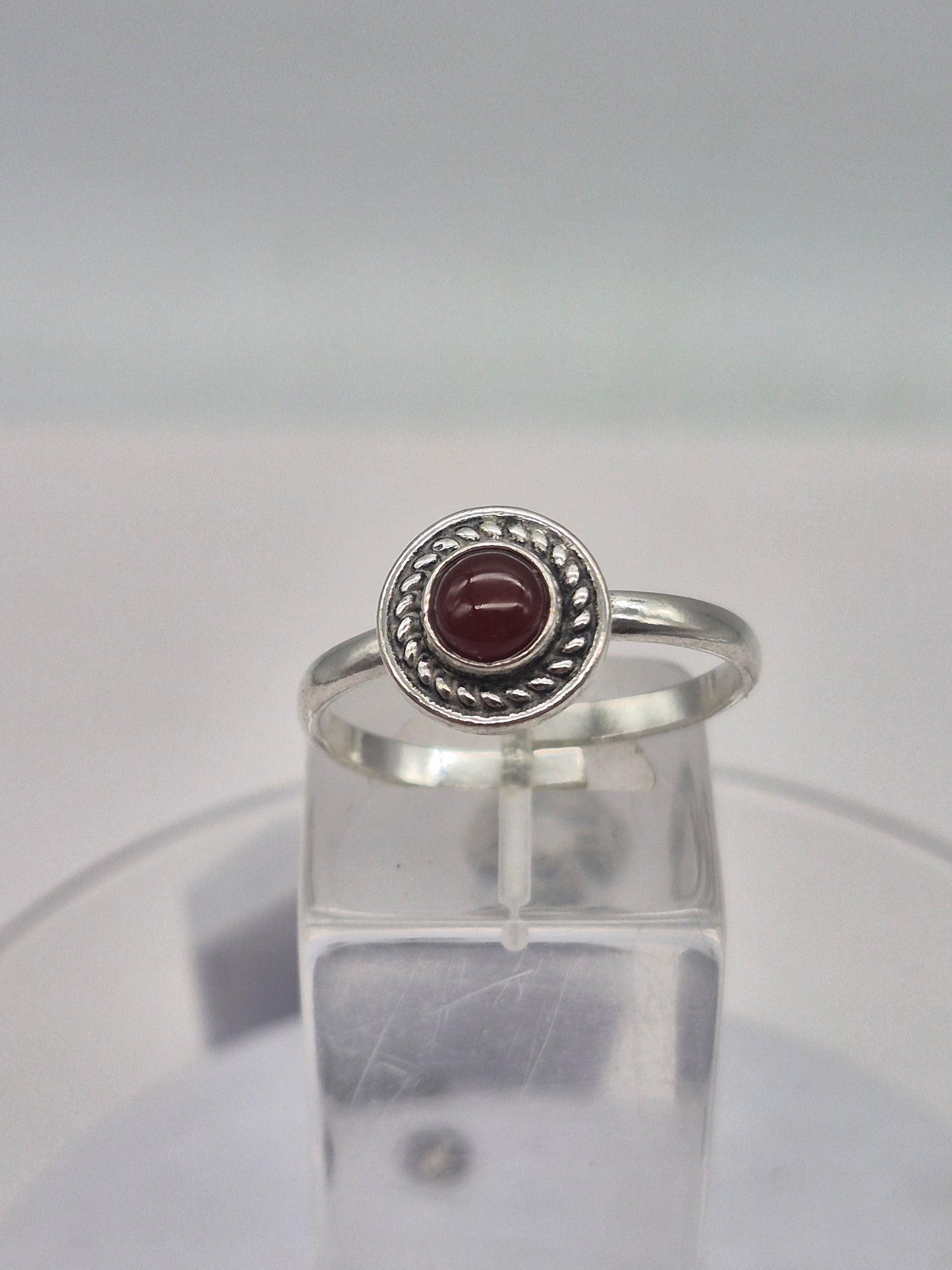 Carnelian Crystal Silver Plated Adjustable Ring