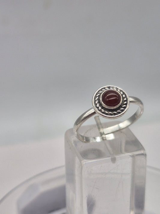 Carnelian Crystal Silver Plated Adjustable Ring