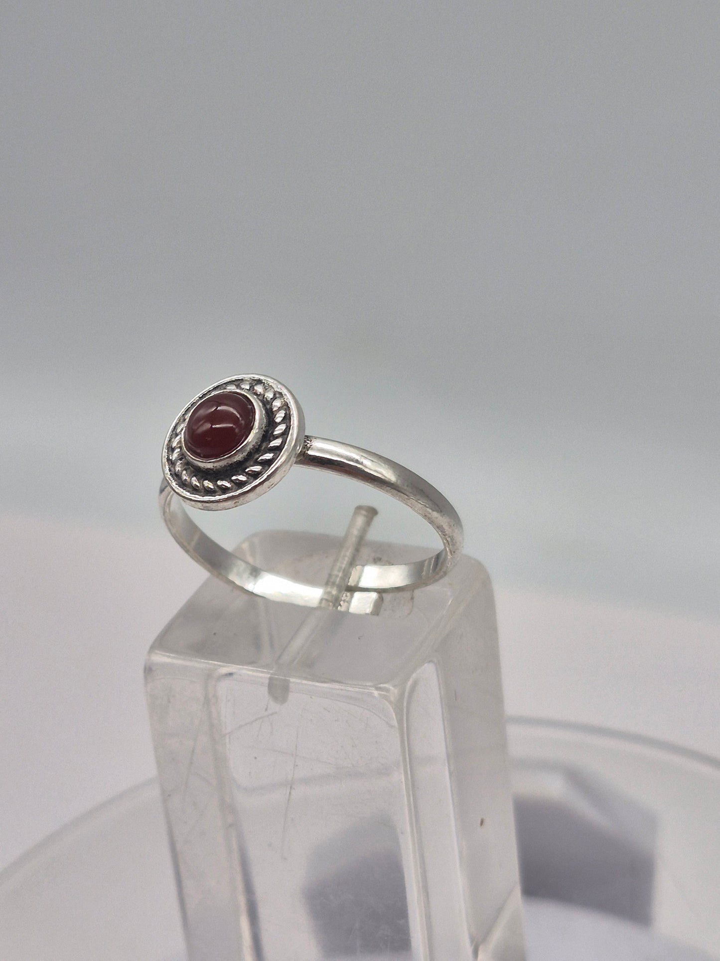 Carnelian Crystal Silver Plated Adjustable Ring