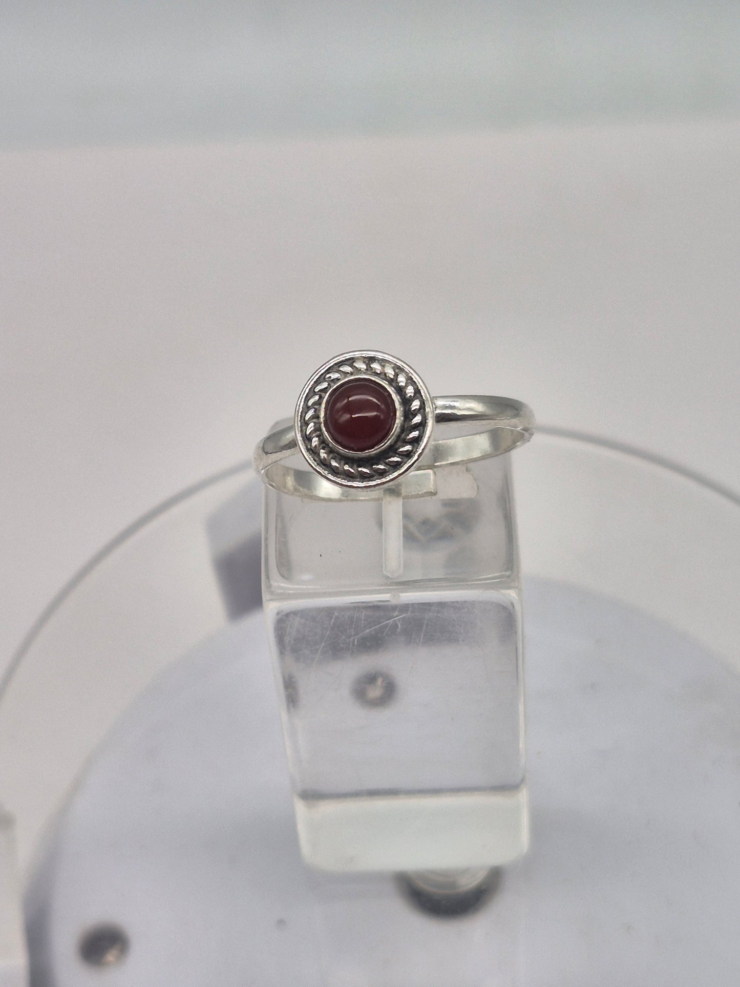 Carnelian Crystal Silver Plated Adjustable Ring
