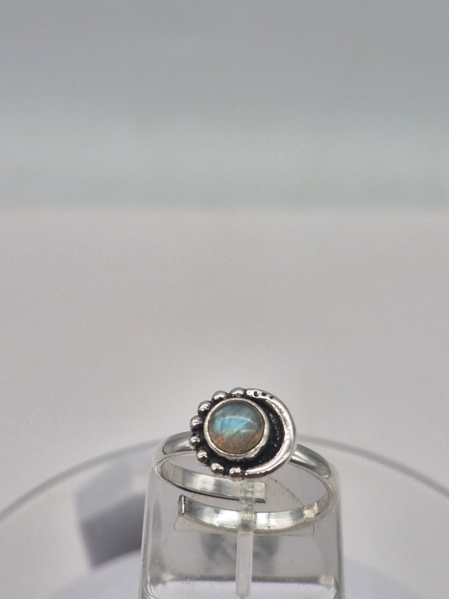 Labradorite Crystal Silver Plated Adjustable Ring