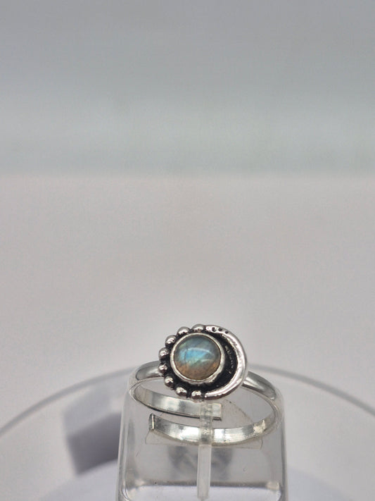 Labradorite Crystal Silver Plated Adjustable Ring
