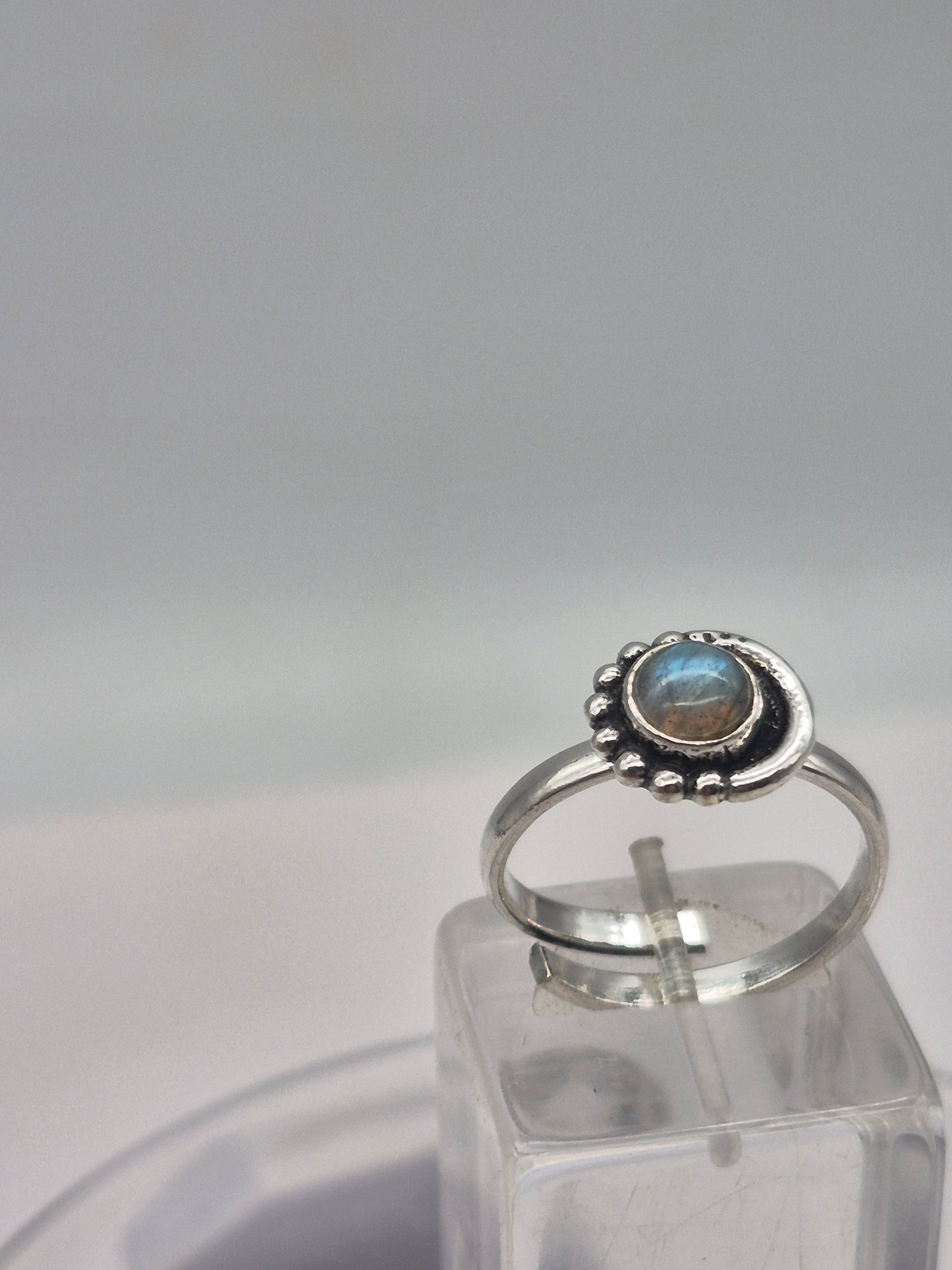 Labradorite Crystal Silver Plated Adjustable Ring