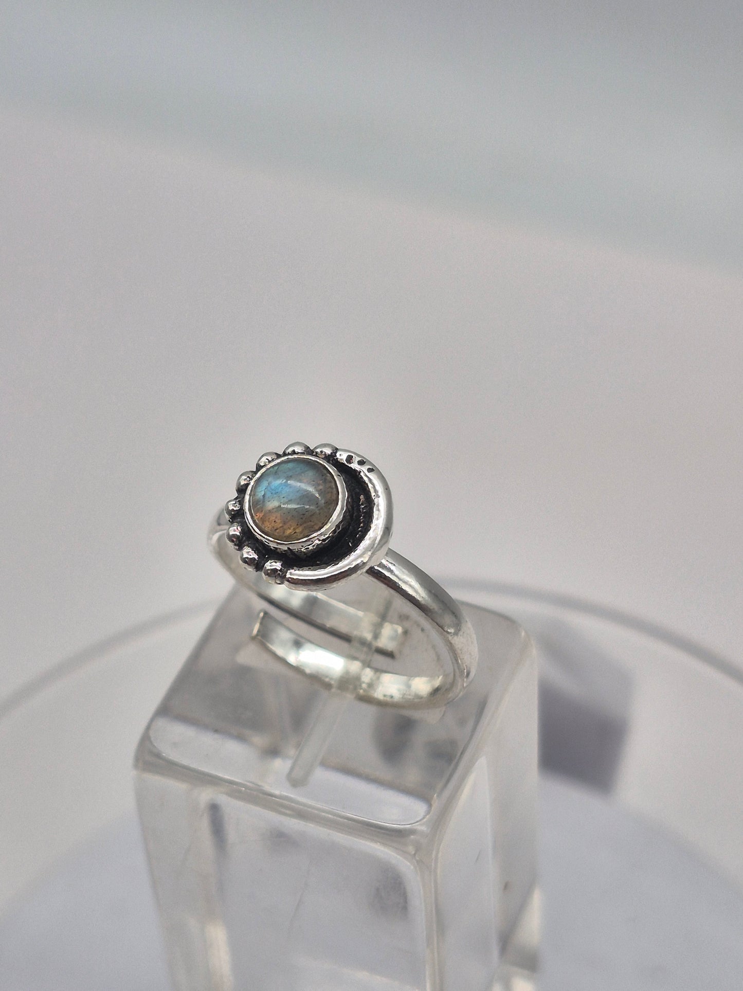 Labradorite Crystal Silver Plated Adjustable Ring
