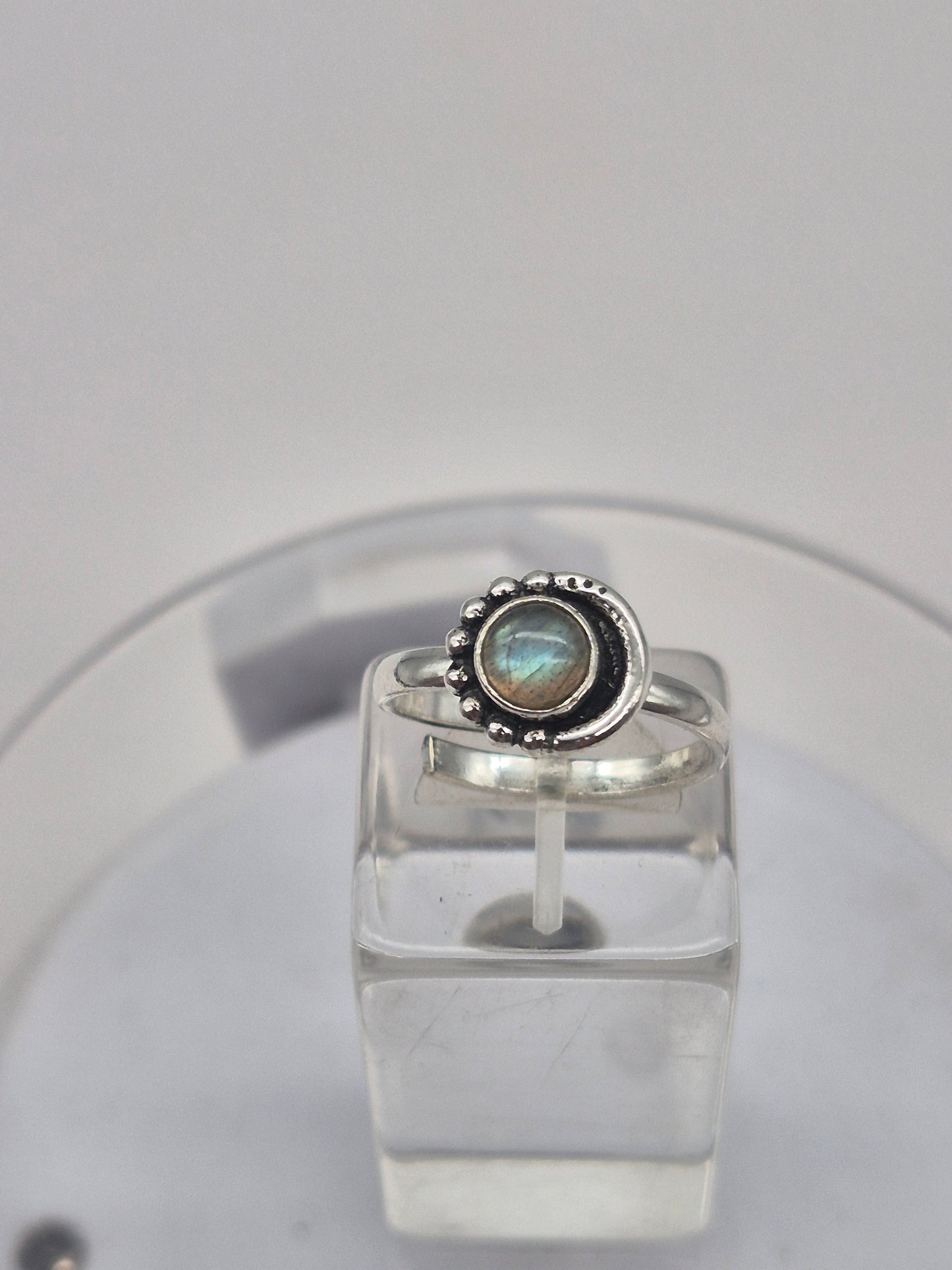 Labradorite Crystal Silver Plated Adjustable Ring