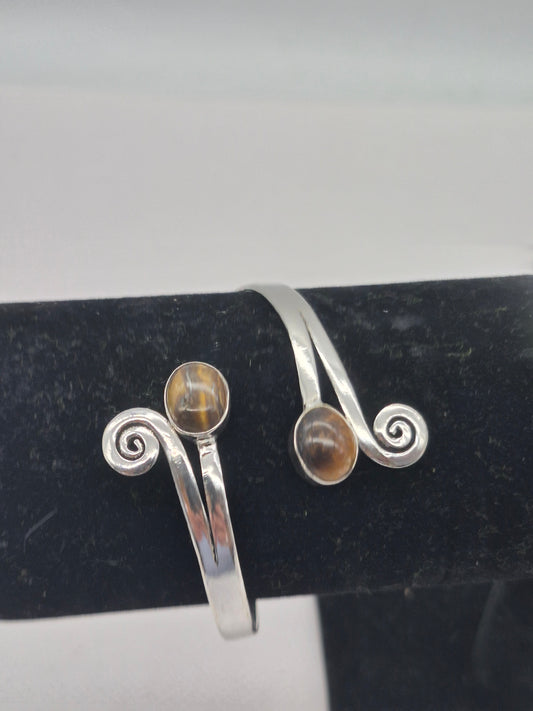 Tiger's Eye Crystal Silver Plated Bracelet