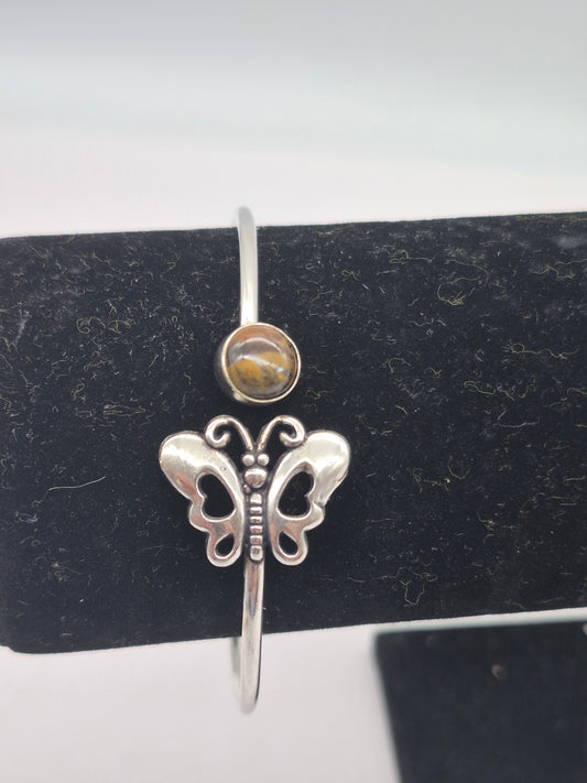 Tiger's Eye Crystal Silver Plated Bracelet