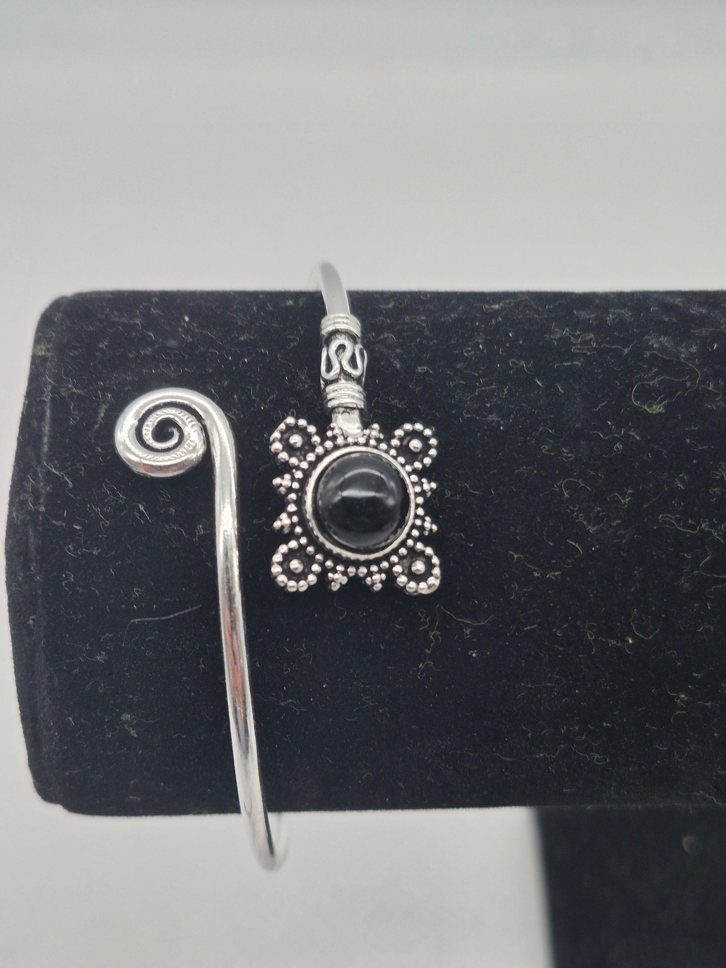 Black Tourmaline Silver Plated Bracelet - Crystal Adjustable Bracelet for Women