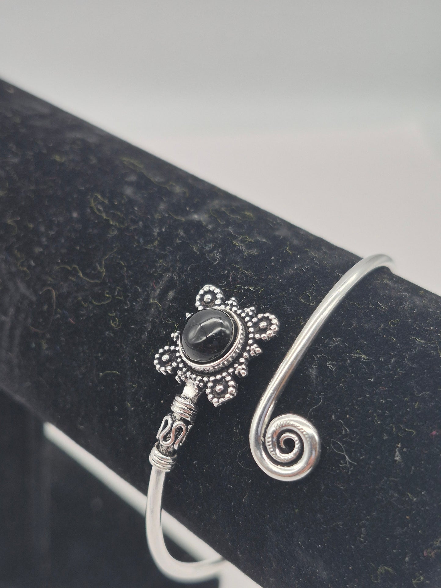 Black Tourmaline Silver Plated Bracelet - Crystal Adjustable Bracelet for Women