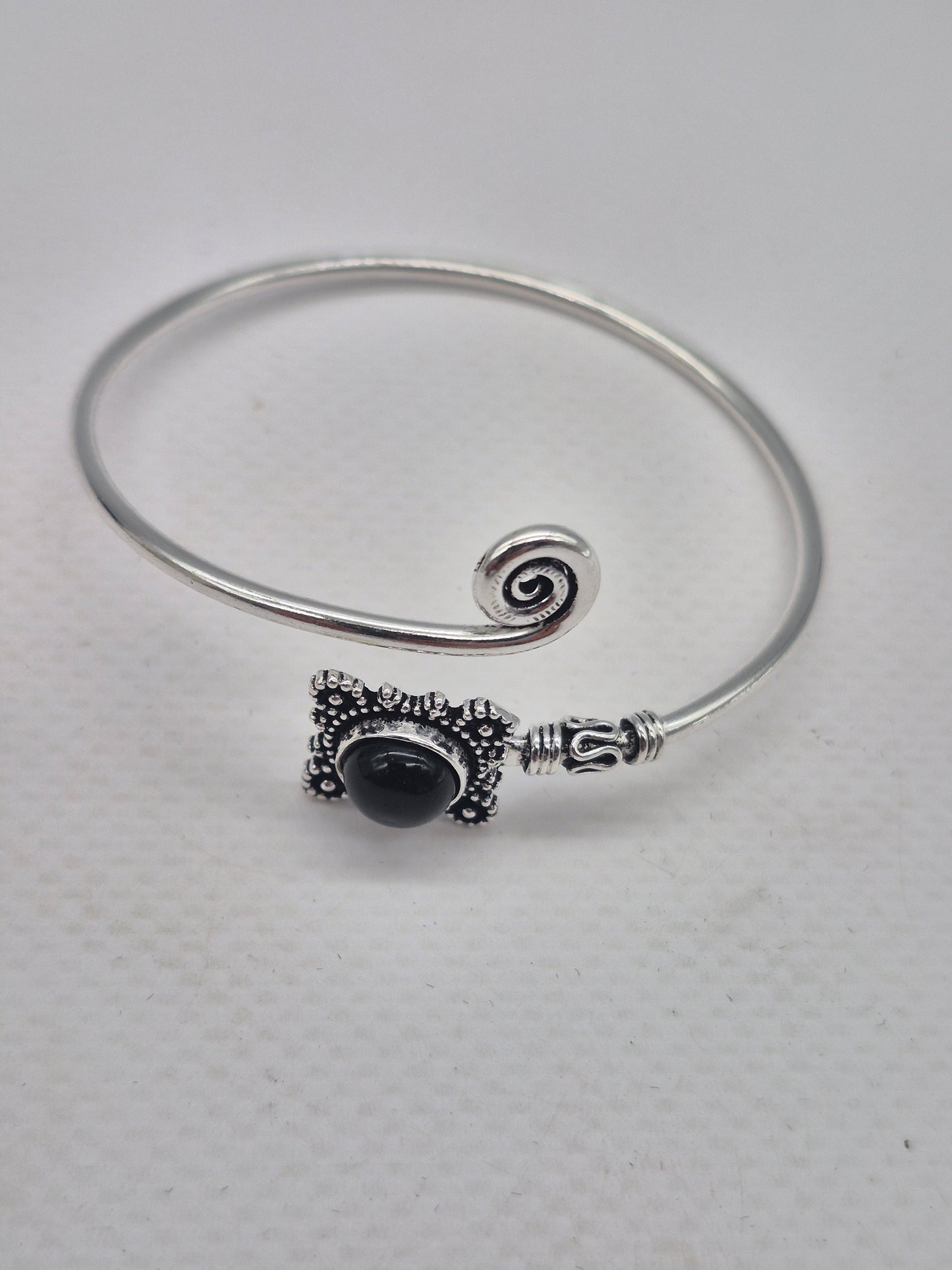 Black Tourmaline Silver Plated Bracelet - Crystal Adjustable Bracelet for Women