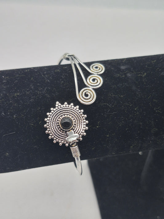 Black Tourmaline Silver Plated Bracelet - Crystal Adjustable Bracelet for Women