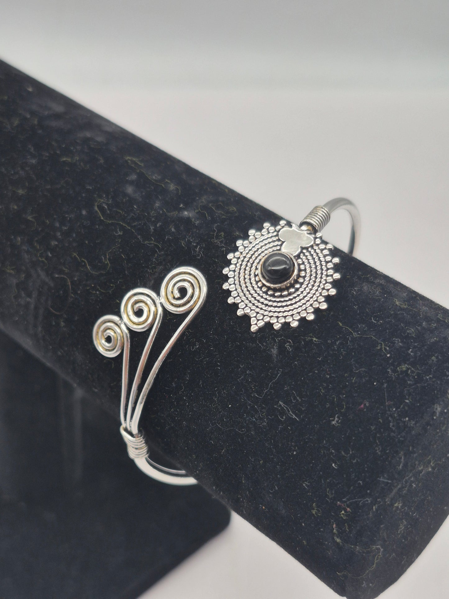 Black Tourmaline Silver Plated Bracelet - Crystal Adjustable Bracelet for Women