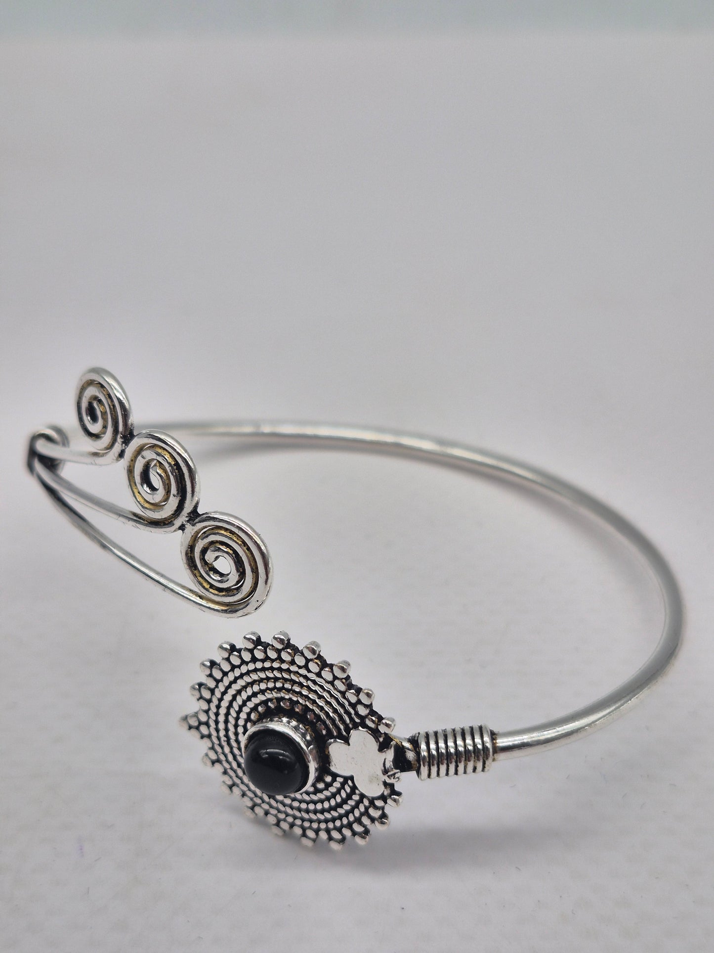 Black Tourmaline Silver Plated Bracelet - Crystal Adjustable Bracelet for Women