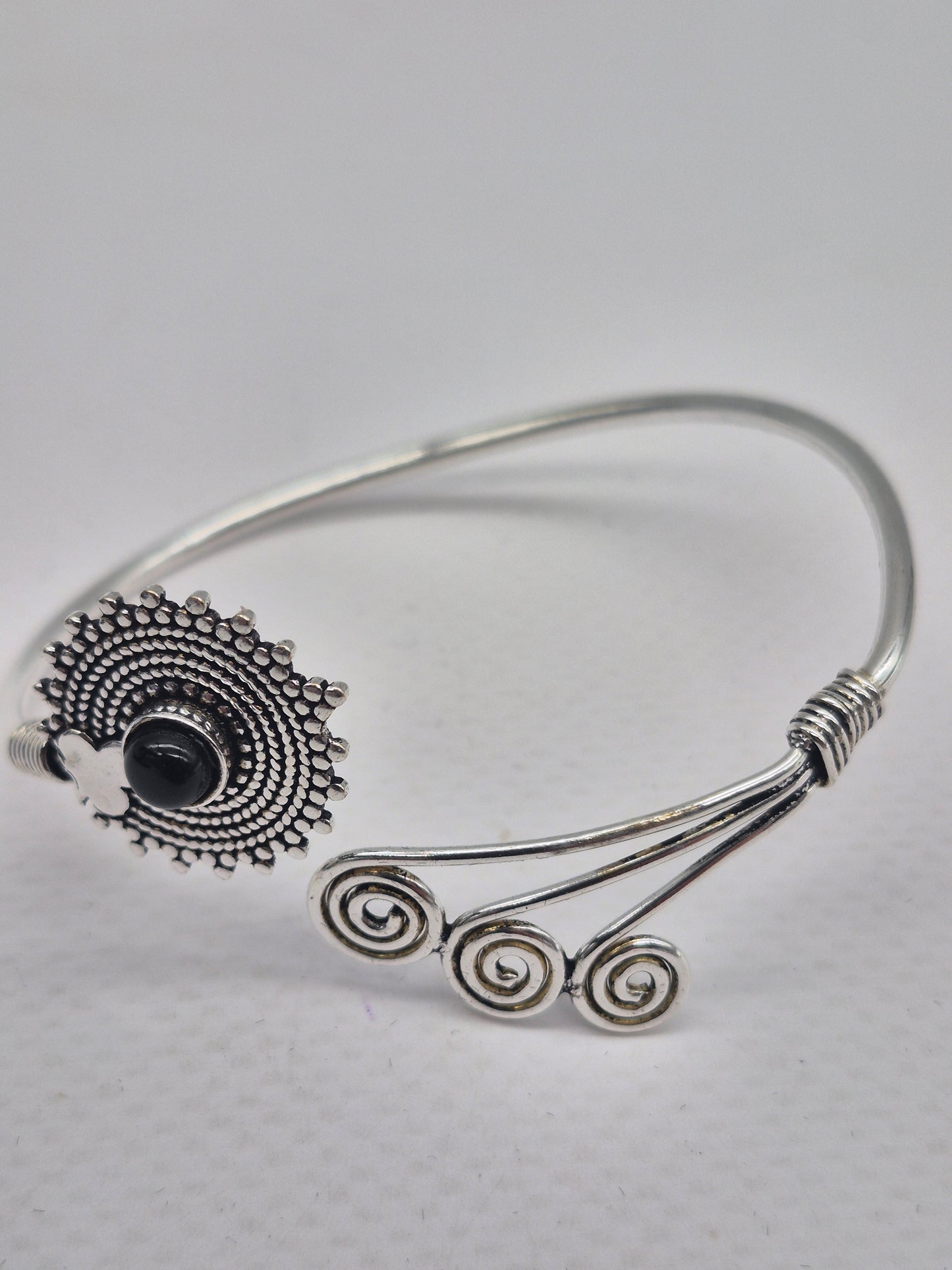Black Tourmaline Silver Plated Bracelet - Crystal Adjustable Bracelet for Women