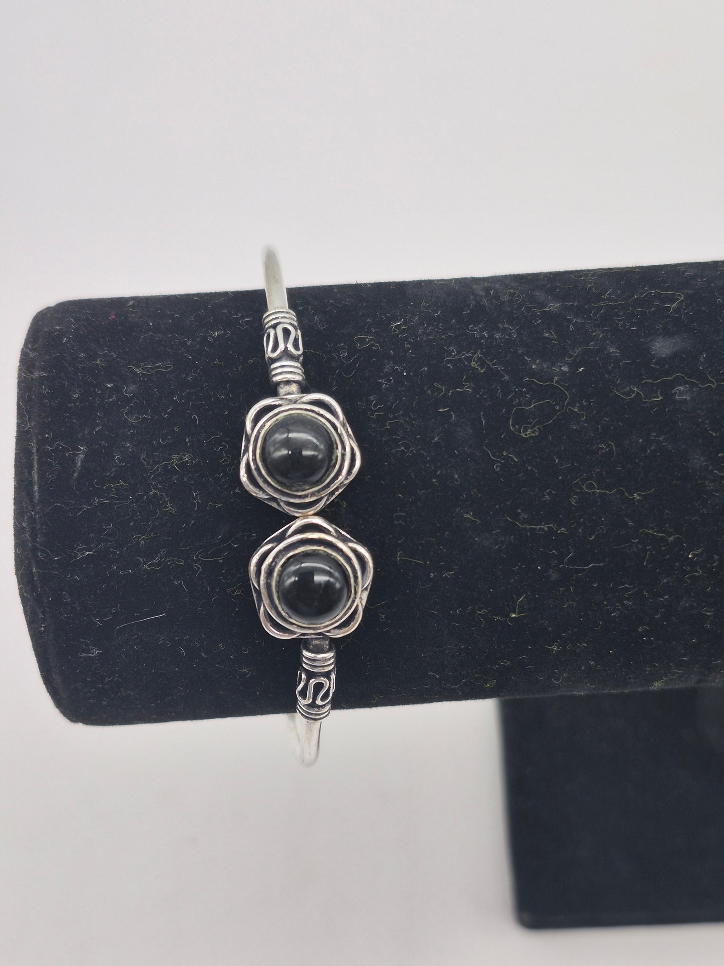 Black Tourmaline Silver Plated Bracelet - Crystal Adjustable Bracelet for Women