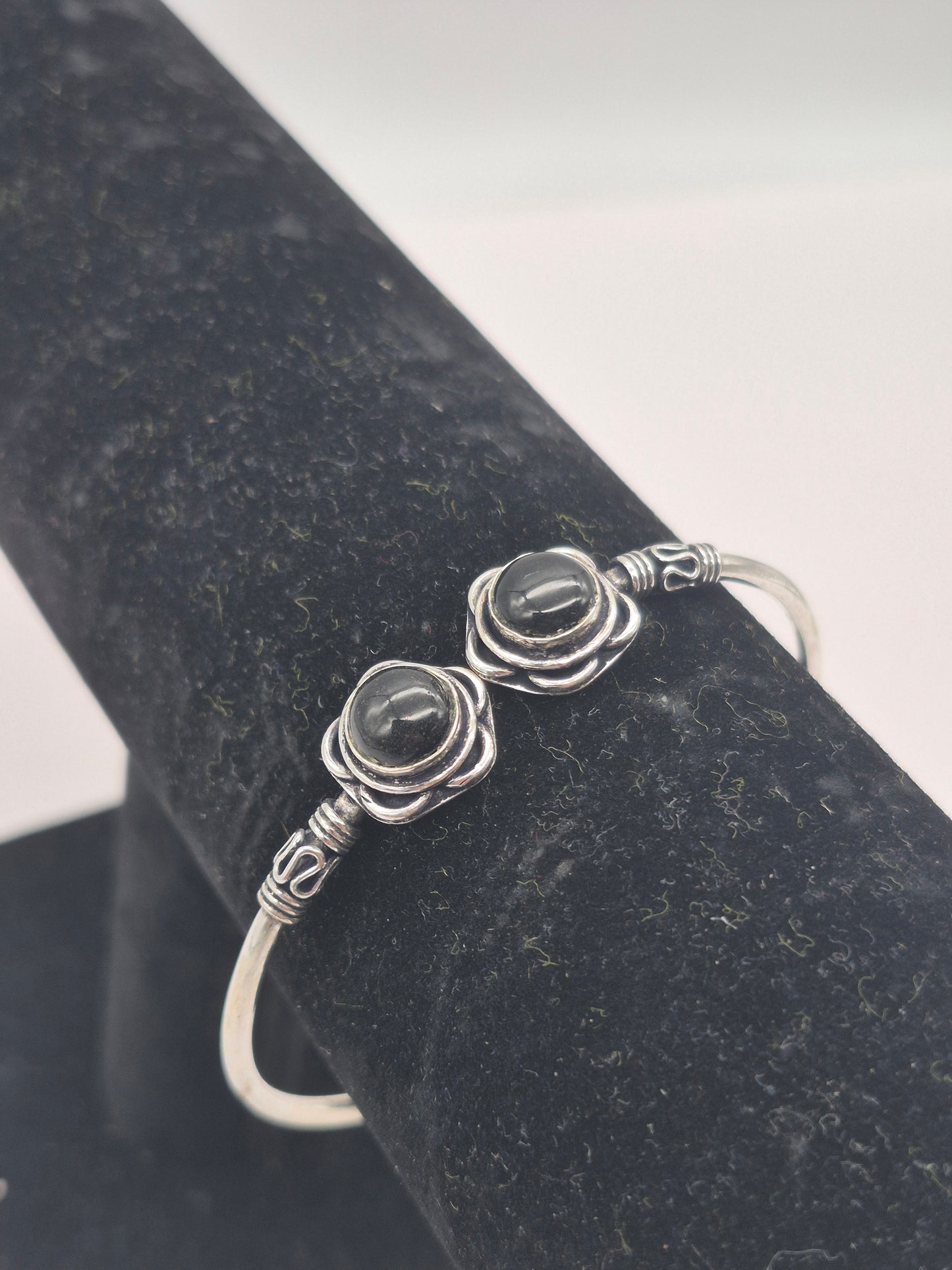 Black Tourmaline Silver Plated Bracelet - Crystal Adjustable Bracelet for Women