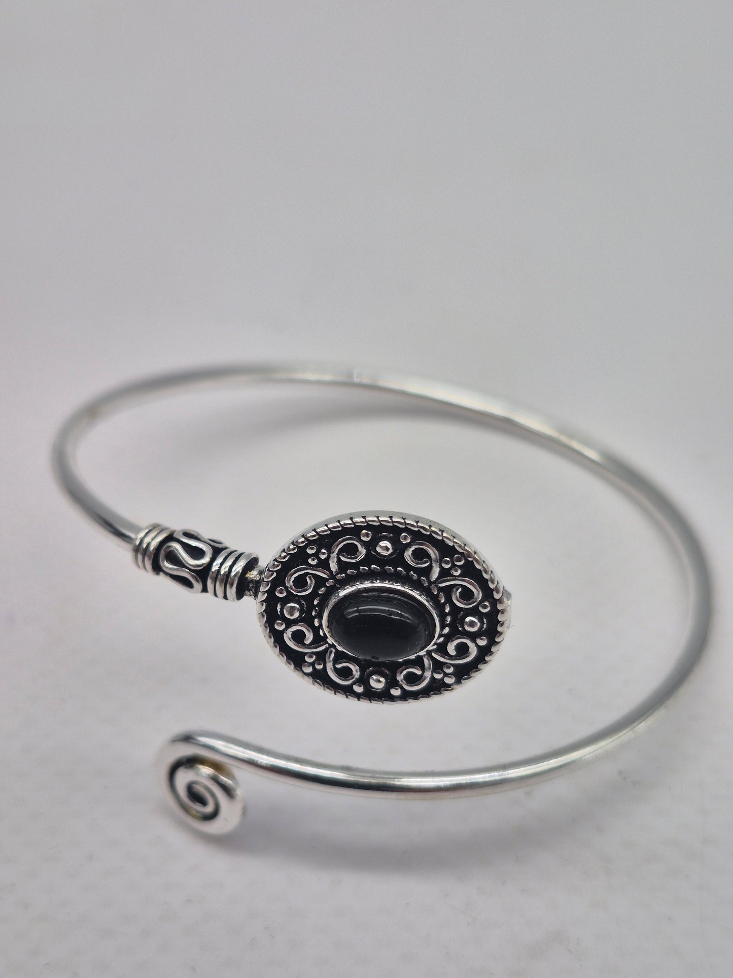 Black Tourmaline Silver Plated Bracelet - Crystal Adjustable Bracelet for Women