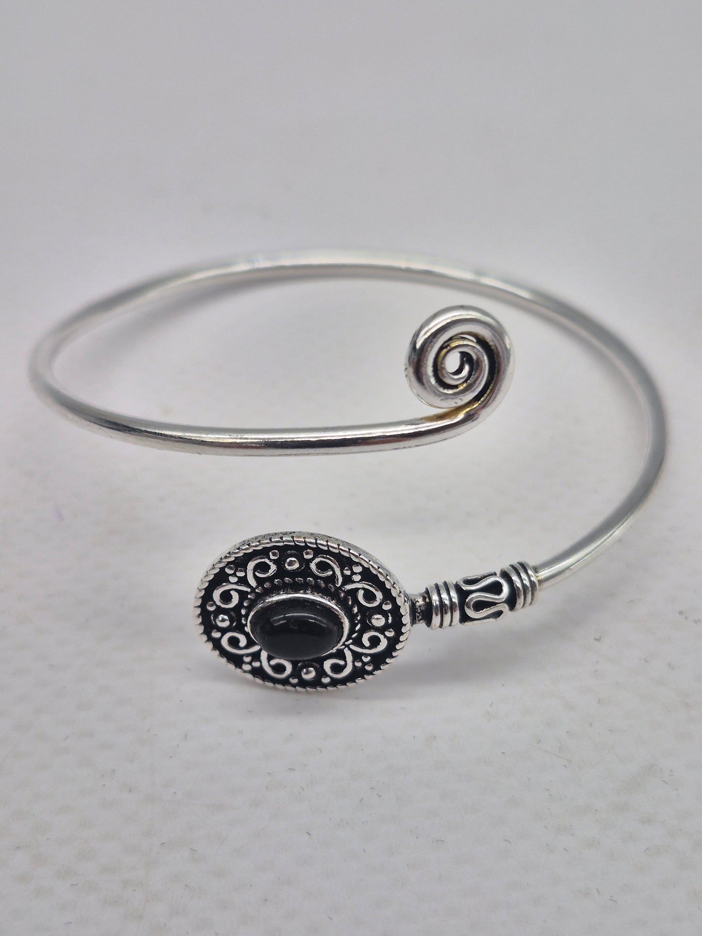 Black Tourmaline Silver Plated Bracelet - Crystal Adjustable Bracelet for Women