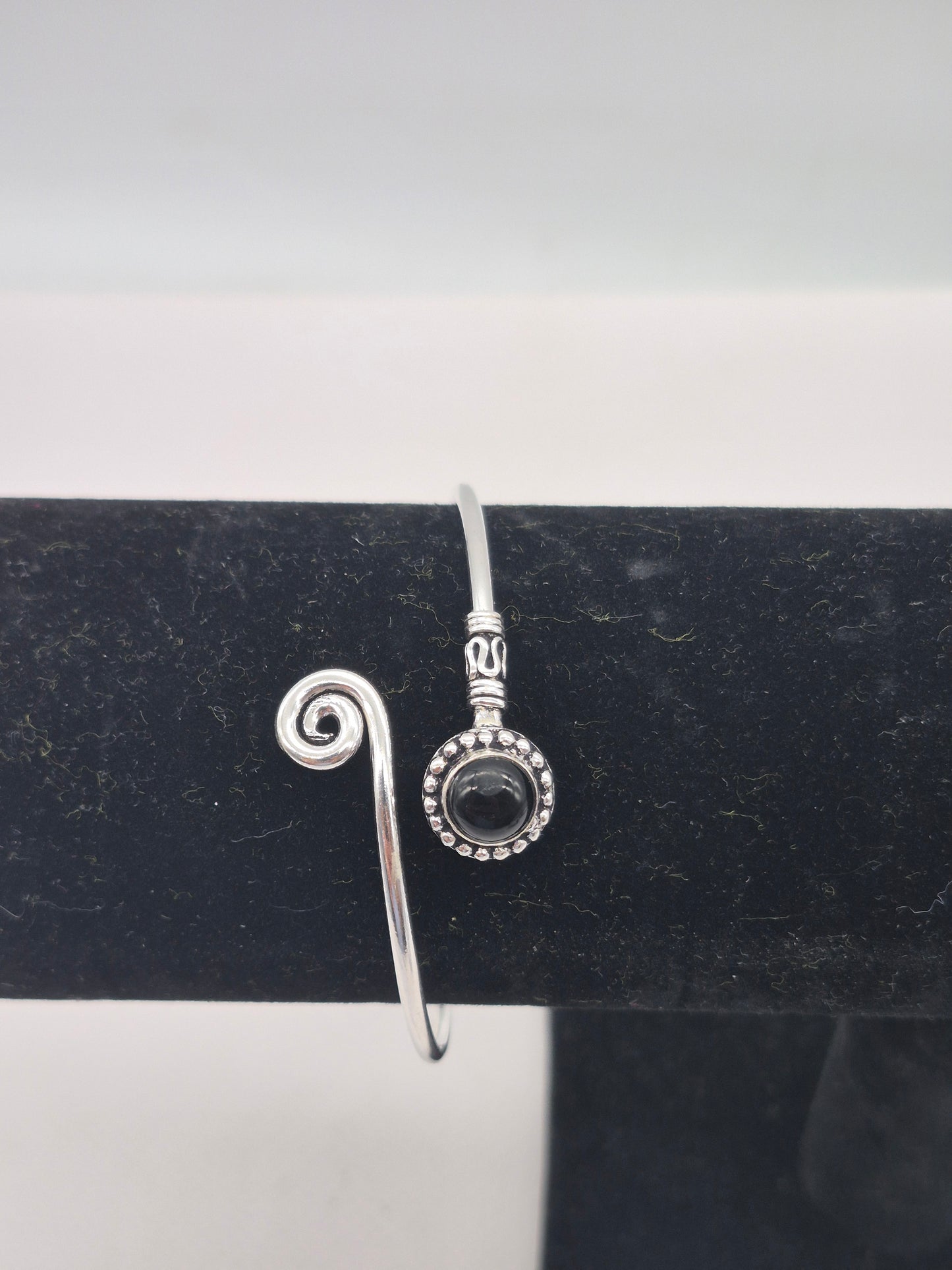 Black Tourmaline Silver Plated Bracelet - Crystal Adjustable Bracelet for Women