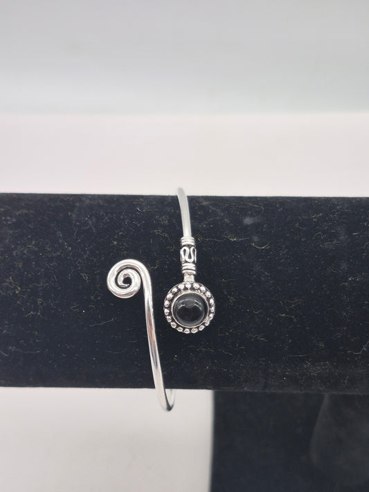 Black Tourmaline Silver Plated Bracelet - Crystal Adjustable Bracelet for Women