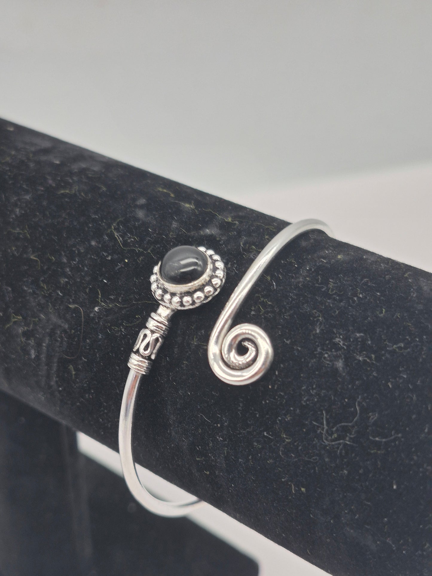 Black Tourmaline Silver Plated Bracelet - Crystal Adjustable Bracelet for Women