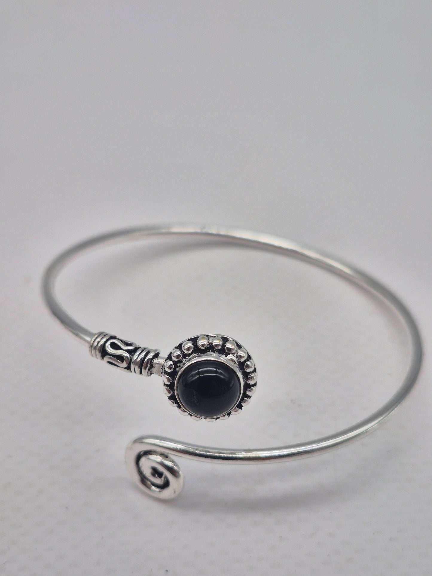 Black Tourmaline Silver Plated Bracelet - Crystal Adjustable Bracelet for Women