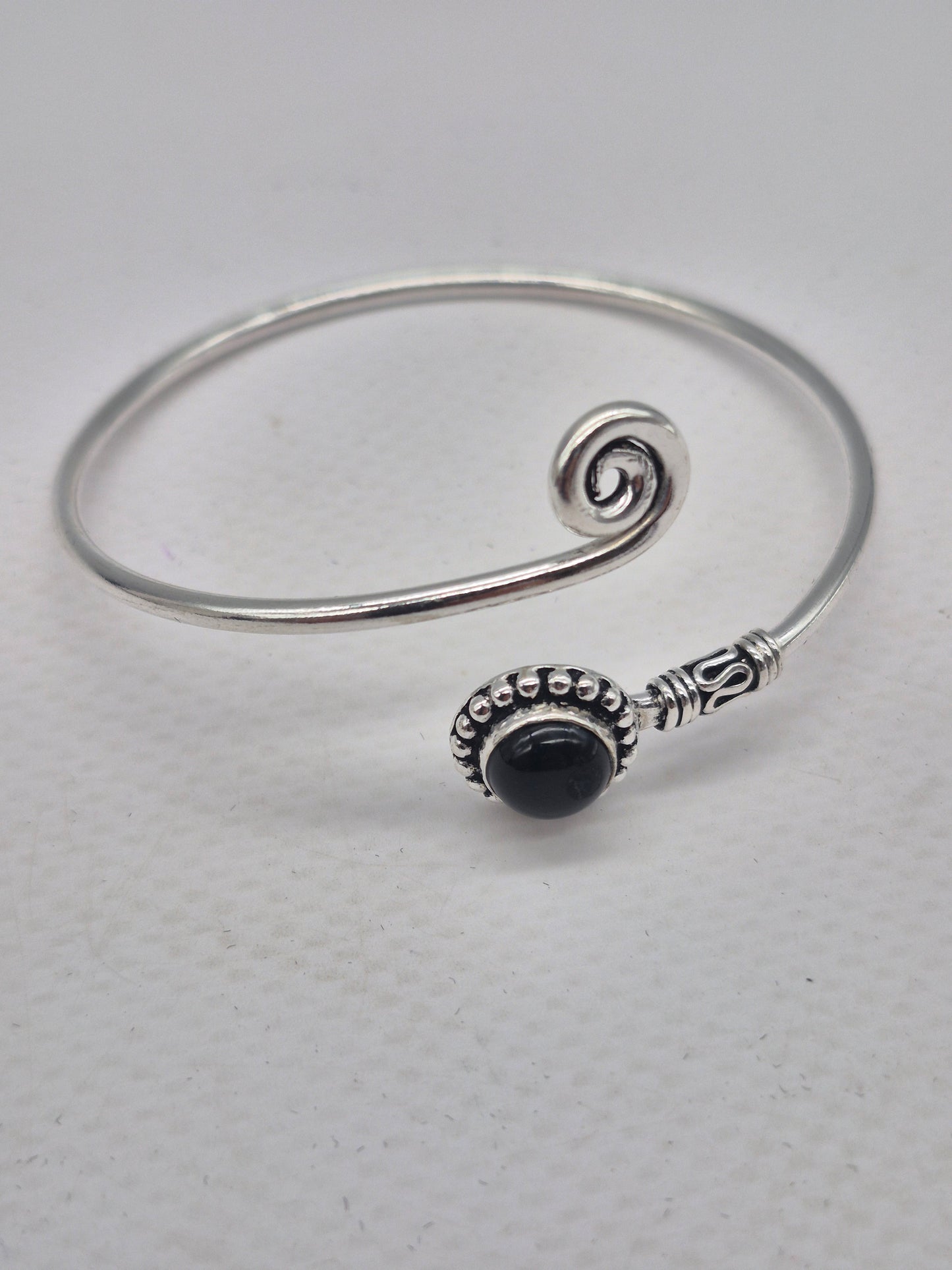 Black Tourmaline Silver Plated Bracelet - Crystal Adjustable Bracelet for Women