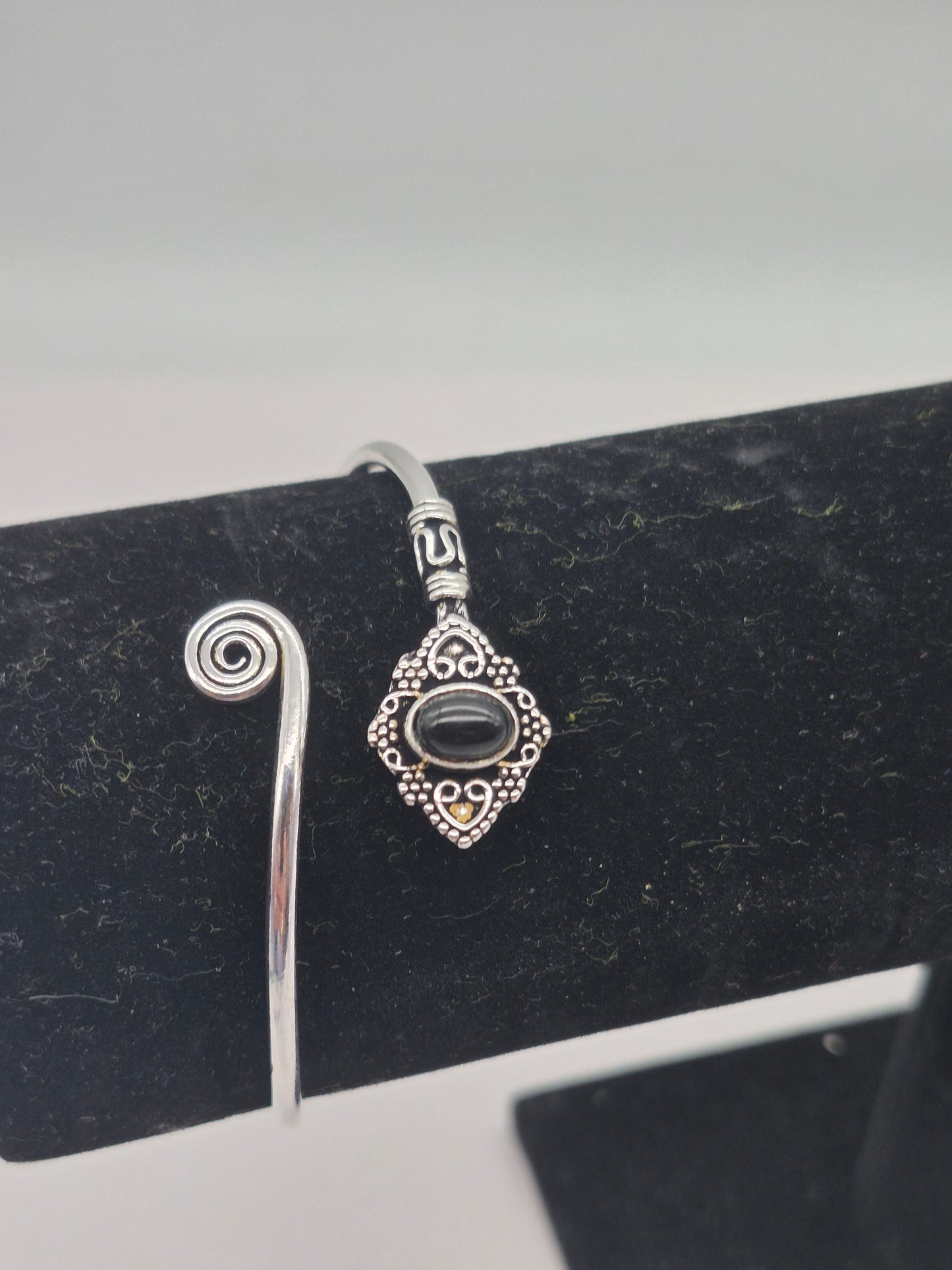 Black Tourmaline Silver Plated Bracelet - Crystal Adjustable Bracelet for Women