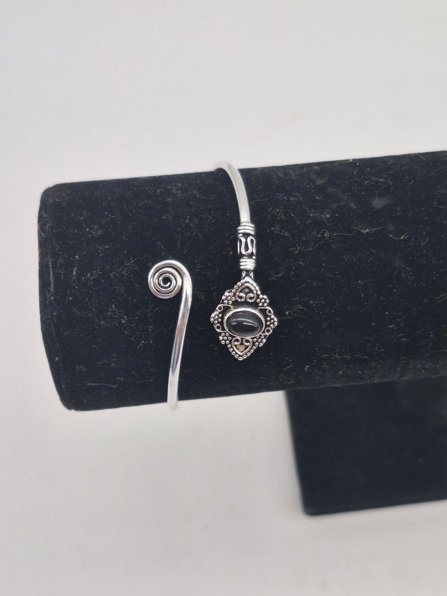 Black Tourmaline Silver Plated Bracelet - Crystal Adjustable Bracelet for Women