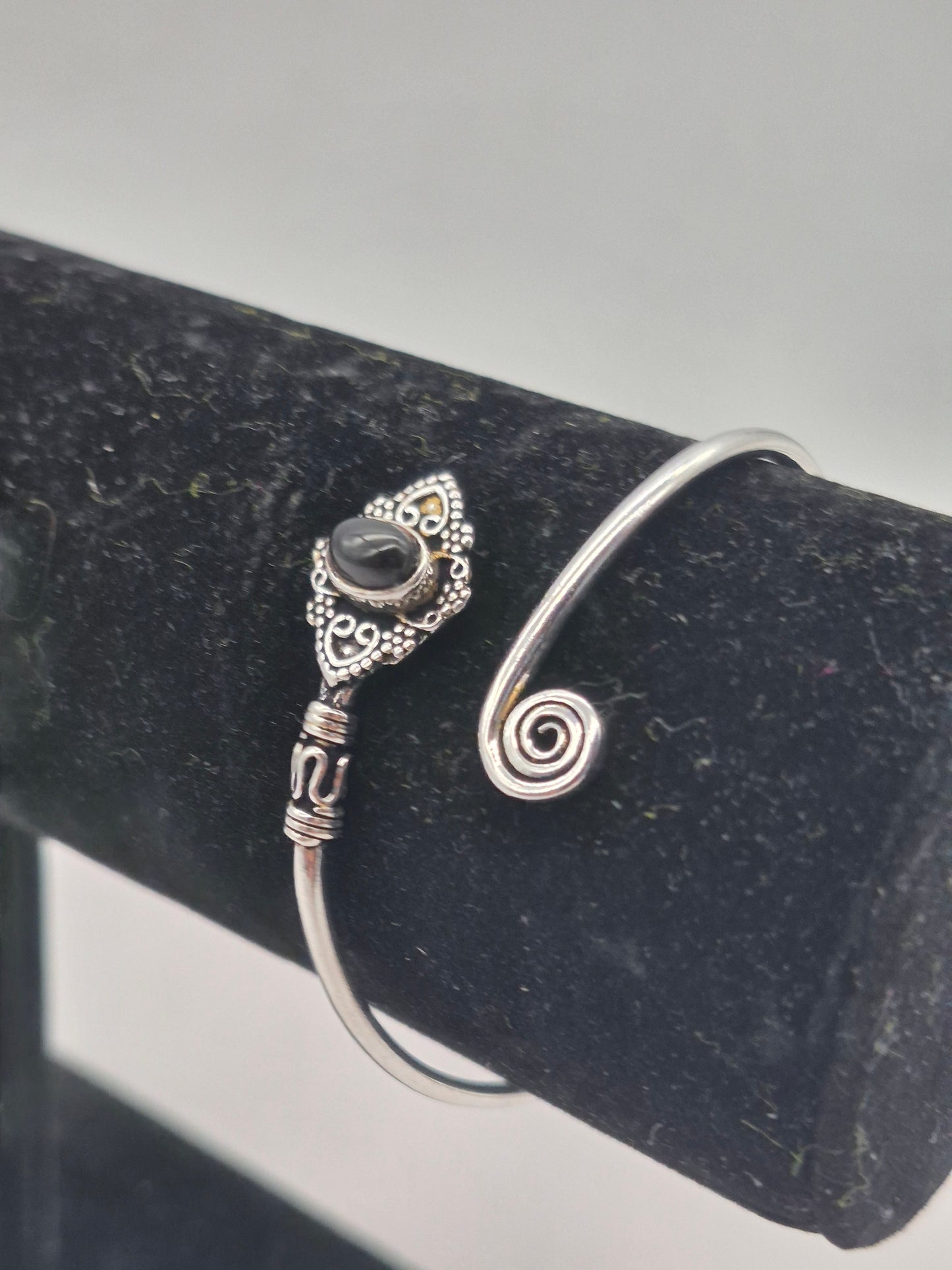 Black Tourmaline Silver Plated Bracelet - Crystal Adjustable Bracelet for Women